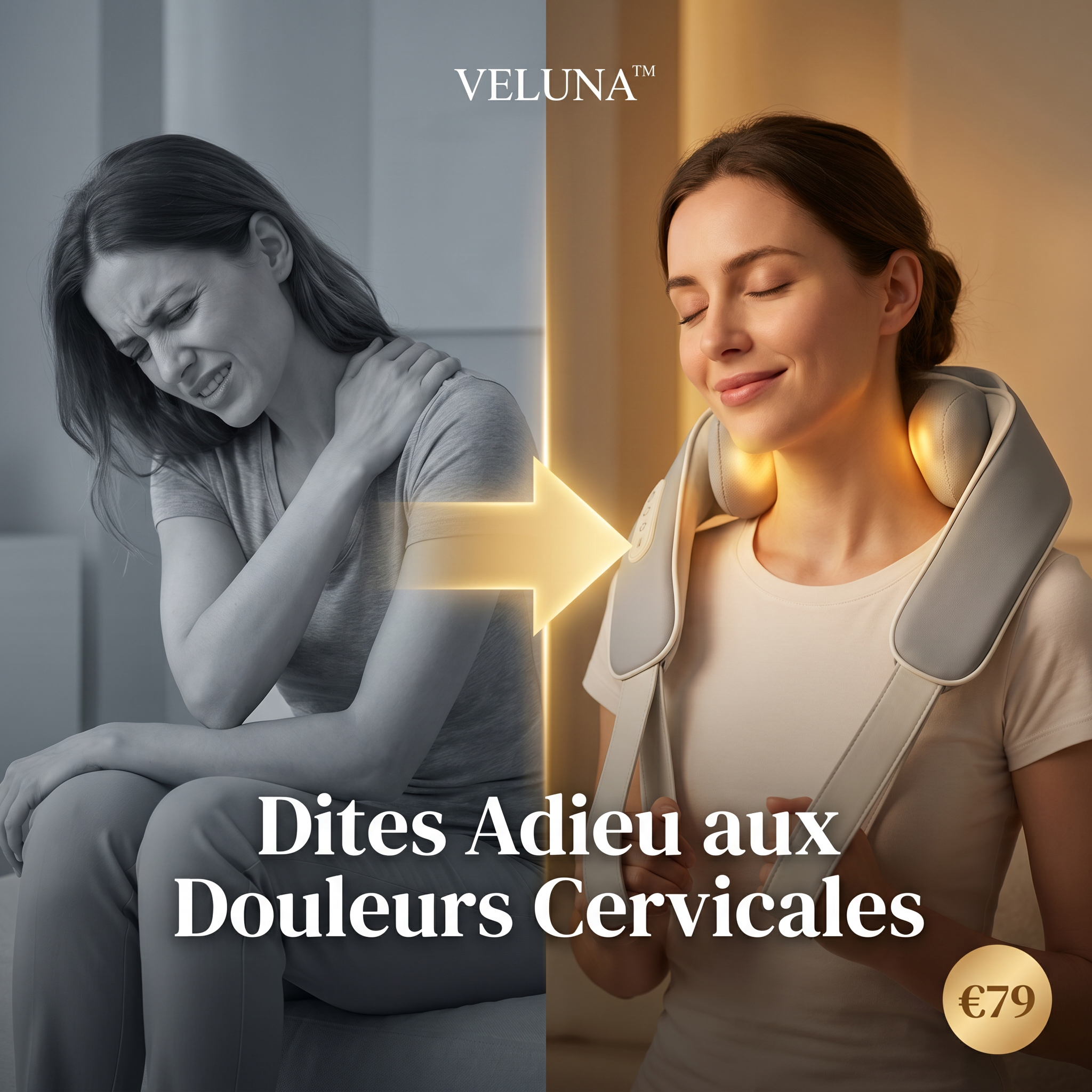 Veluna™ Masseur Épaules & Nuque — Châle Chauffant Anti-Douleur